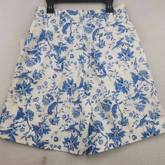 Vintage Deadstock Woolrich Womens Floral Print Cotton Shorts White Blue Size 6 - Picture 5 of 11
